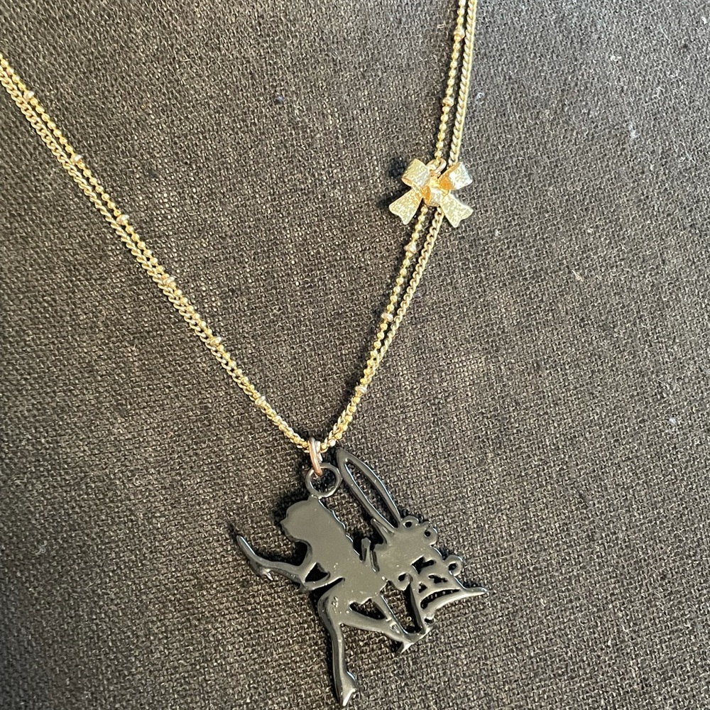 VERY RARE Betsey Johnson Vanity Double Strand Gold Chain 00’s Necklace OS